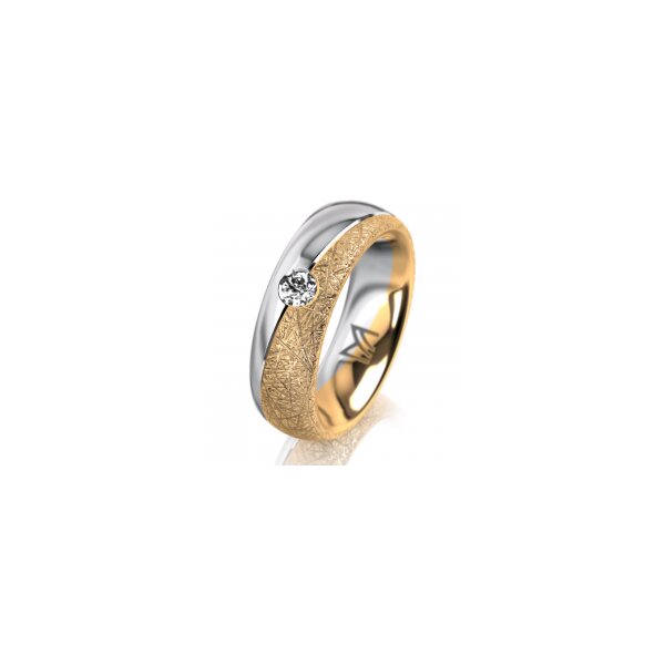 Ring 18 Karat Gelbgold/950 Platin 6.0 mm kristallmatt 1 Brillant G vs 0,110ct