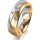 Ring 18 Karat Gelbgold/950 Platin 6.0 mm längsmatt 3 Brillanten G vs Gesamt 0,060ct