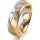 Ring 18 Karat Gelbgold/950 Platin 6.0 mm sandmatt 3 Brillanten G vs Gesamt 0,060ct
