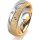 Ring 18 Karat Gelbgold/950 Platin 6.0 mm kreismatt 3 Brillanten G vs Gesamt 0,060ct