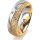 Ring 18 Karat Gelbgold/950 Platin 6.0 mm kristallmatt 3 Brillanten G vs Gesamt 0,060ct