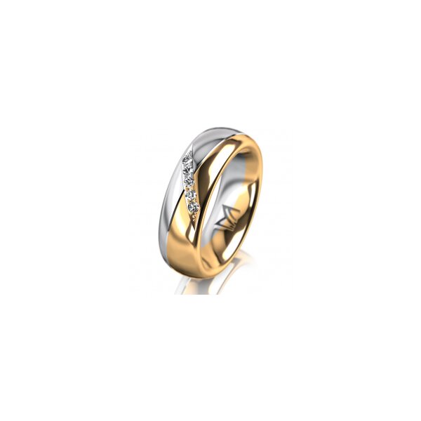 Ring 18 Karat Gelbgold/950 Platin 6.0 mm poliert 5 Brillanten G vs Gesamt 0,065ct