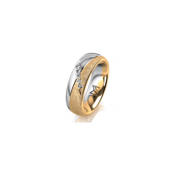 Ring 18 Karat Gelbgold/950 Platin 6.0 mm kreismatt 5 Brillanten G vs Gesamt 0,065ct