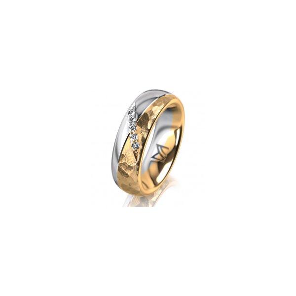 Ring 18 Karat Gelbgold/950 Platin 6.0 mm diamantmatt 5 Brillanten G vs Gesamt 0,065ct