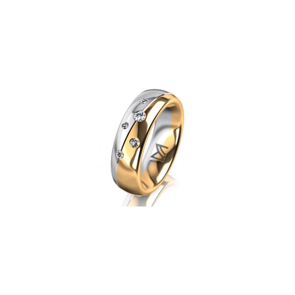 Ring 18 Karat Gelbgold/950 Platin 6.0 mm poliert 5 Brillanten G vs Gesamt 0,080ct