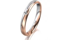 Ring 18 Karat Rot-/Weissgold 3.0 mm l&auml;ngsmatt 1...