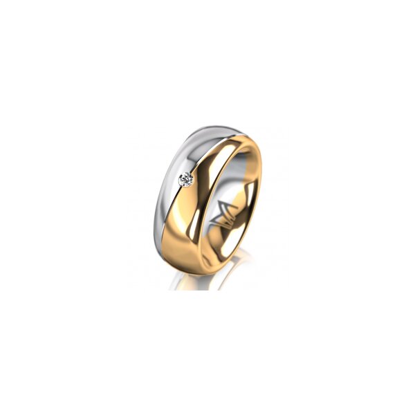 Ring 18 Karat Gelbgold/950 Platin 7.0 mm poliert 1 Brillant G vs 0,025ct