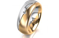 Ring 18 Karat Gelbgold/950 Platin 7.0 mm l&auml;ngsmatt 1...