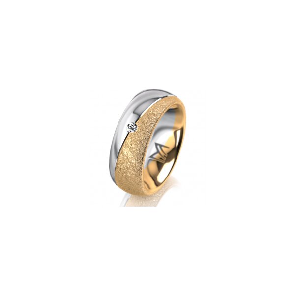 Ring 18 Karat Gelbgold/950 Platin 7.0 mm kreismatt 1 Brillant G vs 0,025ct