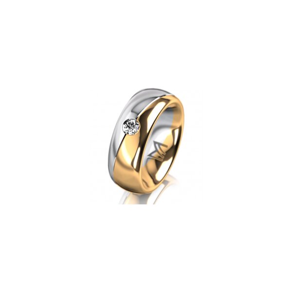 Ring 18 Karat Gelbgold/950 Platin 7.0 mm poliert 1 Brillant G vs 0,110ct