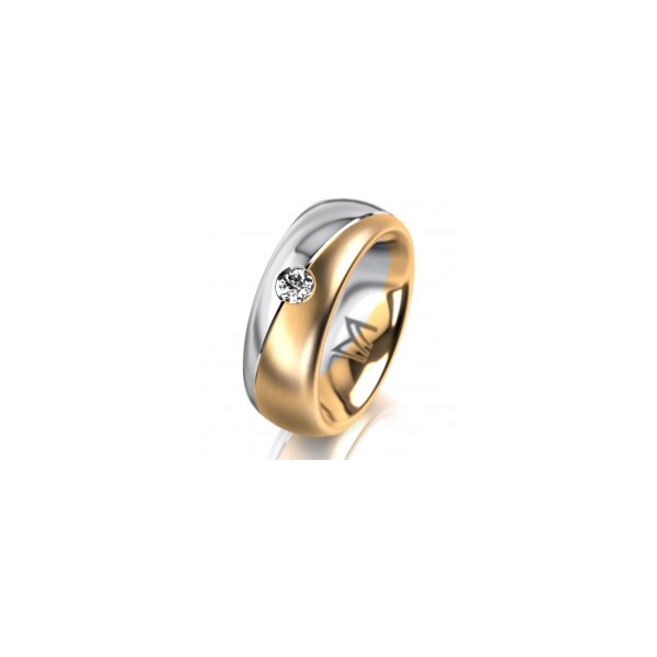 Ring 18 Karat Gelbgold/950 Platin 7.0 mm längsmatt 1 Brillant G vs 0,110ct