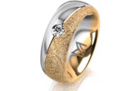 Ring 18 Karat Gelbgold/950 Platin 7.0 mm kristallmatt 1...