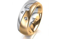 Ring 18 Karat Gelbgold/950 Platin 7.0 mm l&auml;ngsmatt 3...