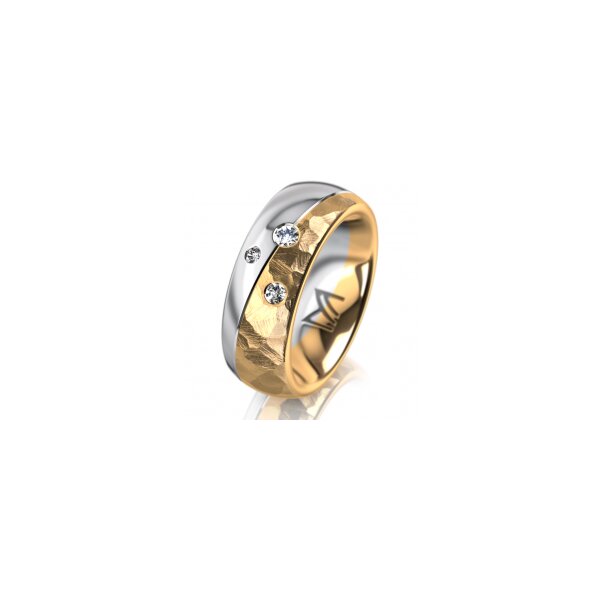 Ring 18 Karat Gelbgold/950 Platin 7.0 mm diamantmatt 3 Brillanten G vs Gesamt 0,070ct
