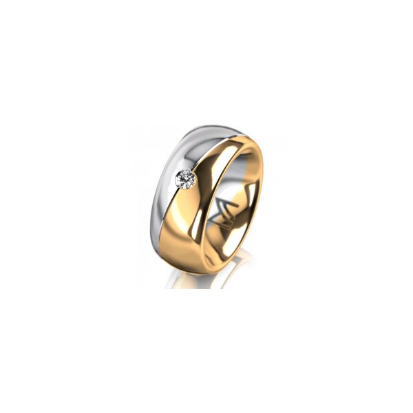Ring 18 Karat Gelbgold/950 Platin 8.0 mm poliert 1 Brillant G vs 0,065ct