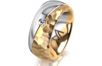 Ring 18 Karat Gelbgold/950 Platin 8.0 mm diamantmatt 1...