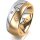 Ring 18 Karat Gelbgold/950 Platin 8.0 mm längsmatt 3 Brillanten G vs Gesamt 0,080ct