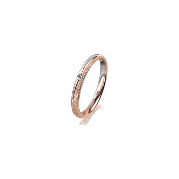 Ring 18 Karat Rotgold/950 Platin 2.5 mm kreismatt 1 Brillant G vs 0,025ct