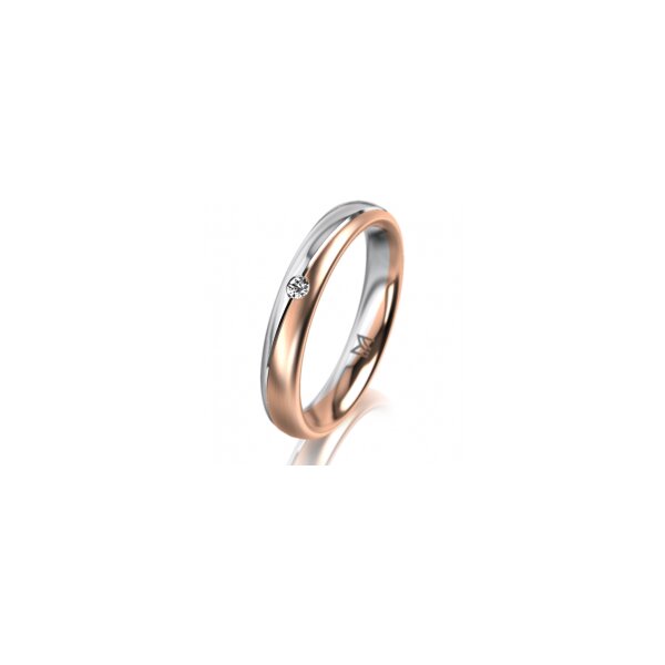 Ring 18 Karat Rotgold/950 Platin 3.5 mm l&auml;ngsmatt 1 Brillant G vs 0,025ct