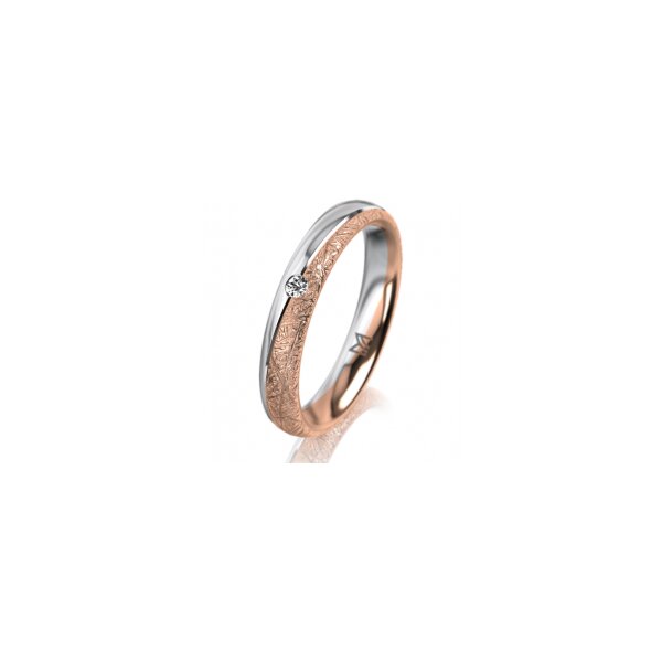Ring 18 Karat Rotgold/950 Platin 3.5 mm kristallmatt 1 Brillant G vs 0,025ct