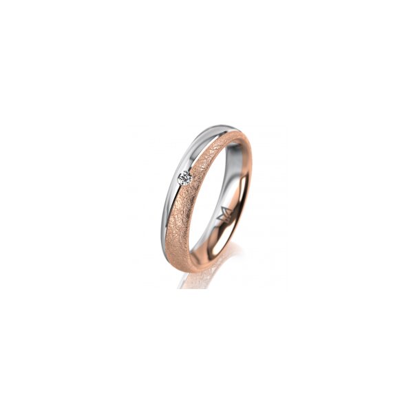 Ring 18 Karat Rotgold/950 Platin 4.0 mm kreismatt 1 Brillant G vs 0,025ct