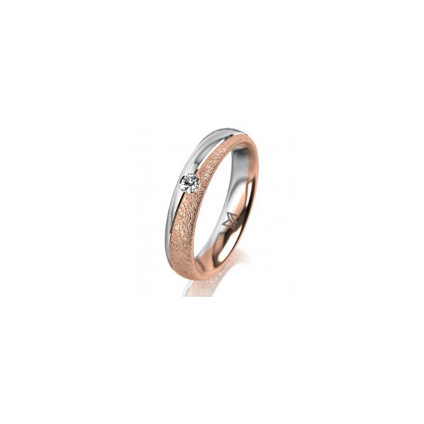 Ring 18 Karat Rotgold/950 Platin 4.0 mm kreismatt 1 Brillant G vs 0,065ct