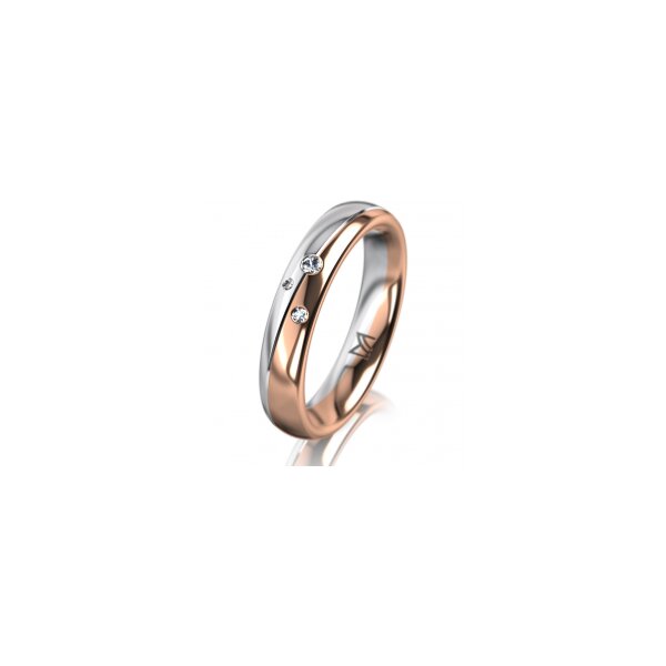 Ring 18 Karat Rotgold/950 Platin 4.0 mm poliert 3 Brillanten G vs Gesamt 0,030ct