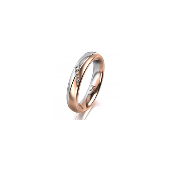 Ring 18 Karat Rotgold/950 Platin 4.0 mm l&auml;ngsmatt 4 Brillanten G vs Gesamt 0,020ct