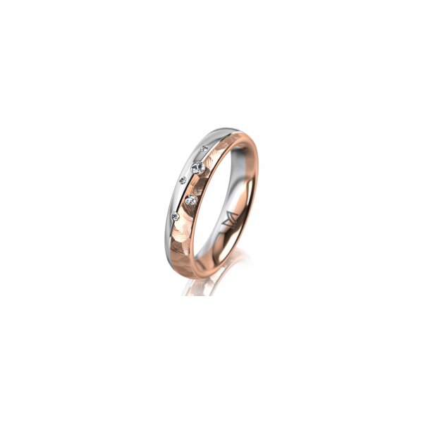 Ring 18 Karat Rotgold/950 Platin 4.0 mm diamantmatt 5 Brillanten G vs Gesamt 0,035ct