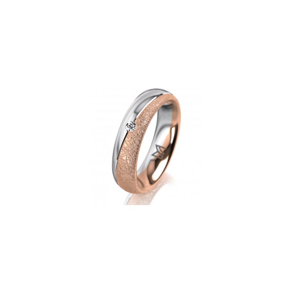 Ring 18 Karat Rotgold/950 Platin 5.0 mm kreismatt 1 Brillant G vs 0,025ct