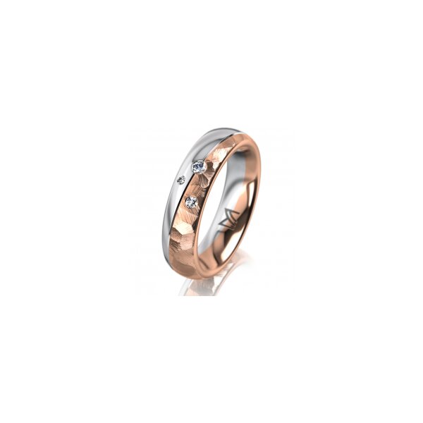 Ring 18 Karat Rotgold/950 Platin 5.0 mm diamantmatt 3 Brillanten G vs Gesamt 0,040ct