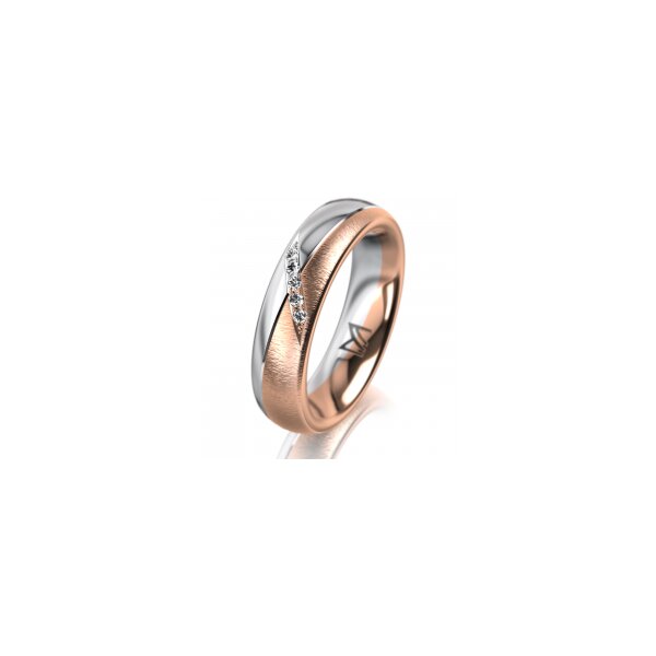Ring 18 Karat Rotgold/950 Platin 5.0 mm sandmatt 5 Brillanten G vs Gesamt 0,035ct