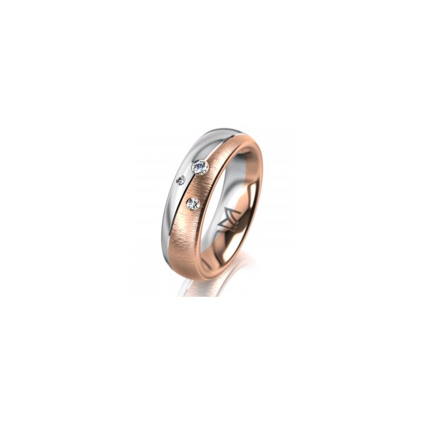 Ring 18 Karat Rotgold/950 Platin 5.5 mm sandmatt 3 Brillanten G vs Gesamt 0,050ct