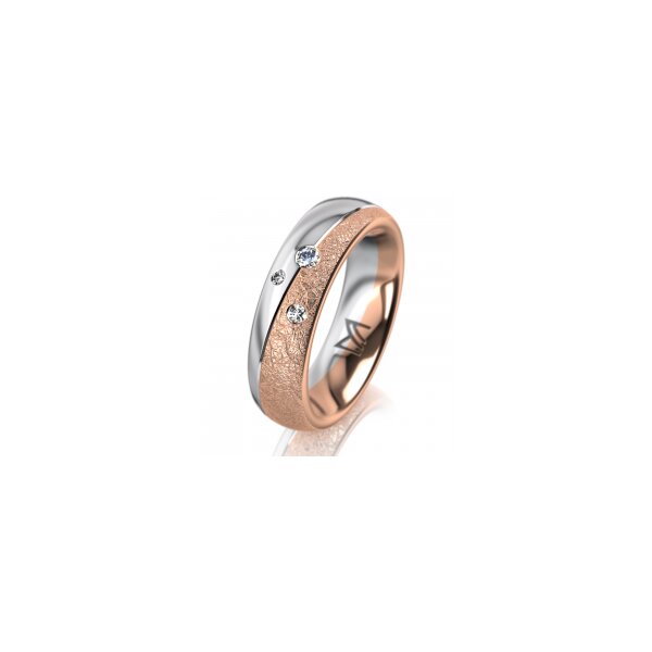 Ring 18 Karat Rotgold/950 Platin 5.5 mm kreismatt 3 Brillanten G vs Gesamt 0,050ct