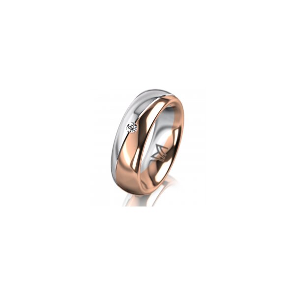 Ring 18 Karat Rotgold/950 Platin 6.0 mm poliert 1 Brillant G vs 0,025ct
