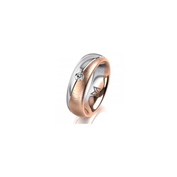 Ring 18 Karat Rotgold/950 Platin 6.0 mm sandmatt 1 Brillant G vs 0,065ct