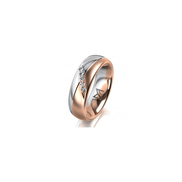 Ring 18 Karat Rotgold/950 Platin 6.0 mm l&auml;ngsmatt 5 Brillanten G vs Gesamt 0,065ct