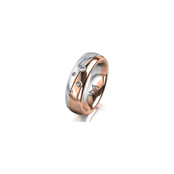 Ring 18 Karat Rotgold/950 Platin 6.0 mm poliert 5 Brillanten G vs Gesamt 0,080ct