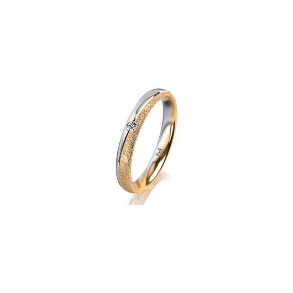 Ring 18 Karat Gelbgold/950 Platin 3.0 mm kreismatt 1 Brillant G vs 0,025ct