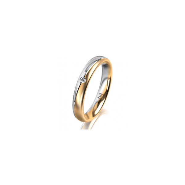 Ring 18 Karat Gelbgold/950 Platin 3.5 mm längsmatt 1 Brillant G vs 0,025ct