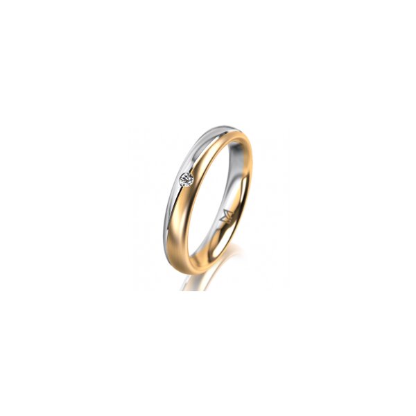 Ring 18 Karat Gelbgold/950 Platin 3.5 mm l&auml;ngsmatt 1 Brillant G vs 0,025ct