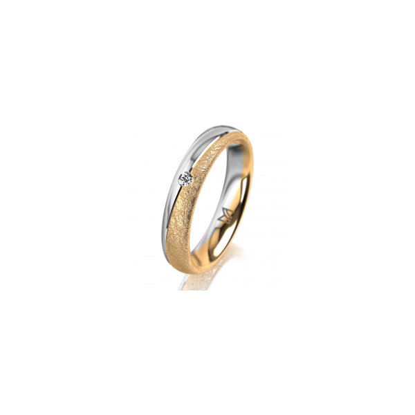 Ring 18 Karat Gelbgold/950 Platin 4.0 mm kreismatt 1 Brillant G vs 0,025ct