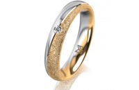 Ring 18 Karat Gelbgold/950 Platin 4.0 mm kristallmatt 1...