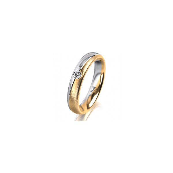 Ring 18 Karat Gelbgold/950 Platin 4.0 mm sandmatt 1 Brillant G vs 0,065ct