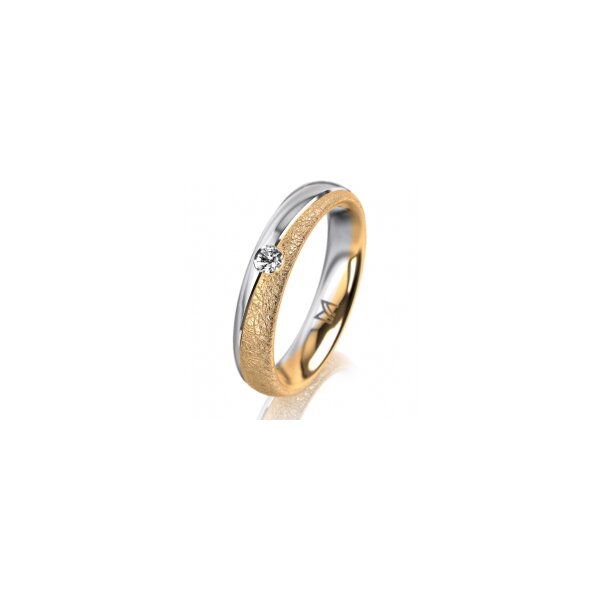 Ring 18 Karat Gelbgold/950 Platin 4.0 mm kreismatt 1 Brillant G vs 0,065ct