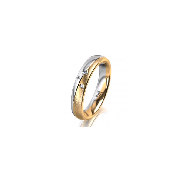 Ring 18 Karat Gelbgold/950 Platin 4.0 mm sandmatt 3 Brillanten G vs Gesamt 0,030ct