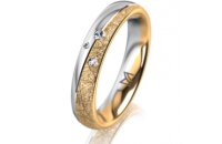 Ring 18 Karat Gelbgold/950 Platin 4.0 mm kristallmatt 3...