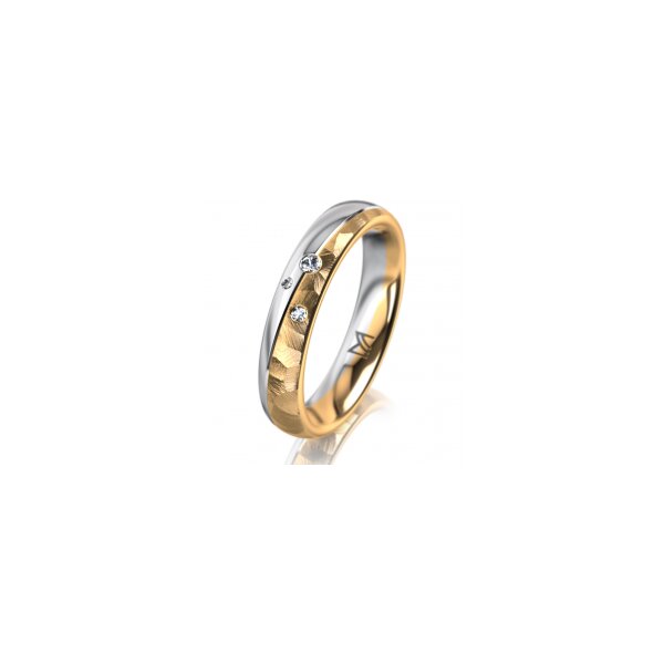 Ring 18 Karat Gelbgold/950 Platin 4.0 mm diamantmatt 3 Brillanten G vs Gesamt 0,030ct