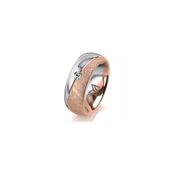 Ring 18 Karat Rotgold/950 Platin 7.0 mm kreismatt 1 Brillant G vs 0,065ct