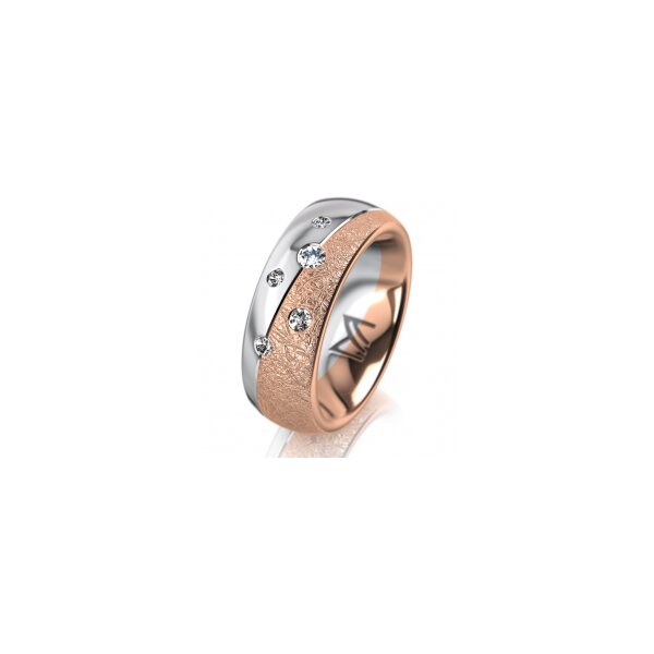 Ring 18 Karat Rotgold/950 Platin 7.0 mm kreismatt 5 Brillanten G vs Gesamt 0,095ct